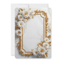 Elegant vit och guld blommig ram