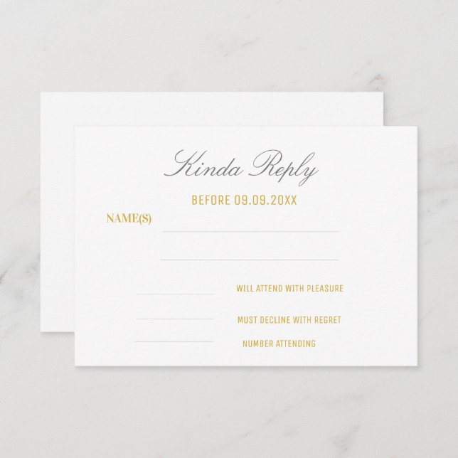 Elegant Vit och Guld födelsedagssvar OSA Kort (Fram/baksida)