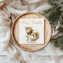 Elegant vit och guld jul enhörning