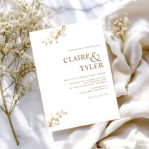 Elegant vit och guld minimalis weddingday