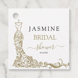 Elegant vit och guld rosé klänning bröllopsfest gåvor etiketter