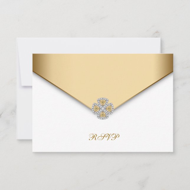 Elegant Vit och Guld RSVP OSA Kort (Framsida)