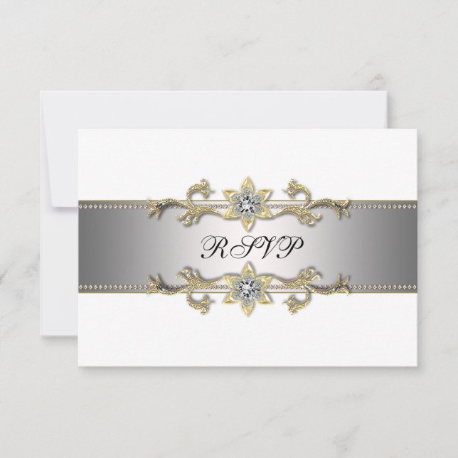 Elegant Vit och Guld RSVP OSA Kort (Framsida)
