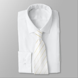 Elegant Vit och Guld strimlad Bröllop Slips