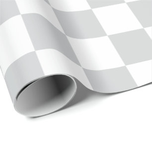 Elegant Vit och lätt Grått Checkerboard Presentpapper