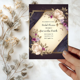 Elegant Vit och Lila blommor Möhippa Inbjudningar