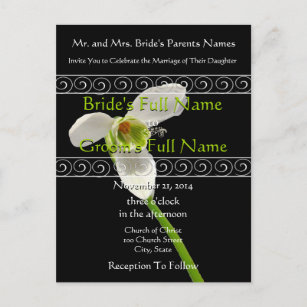 Elegant vit och limefruktbröllopinbjudan inbjudan vykort