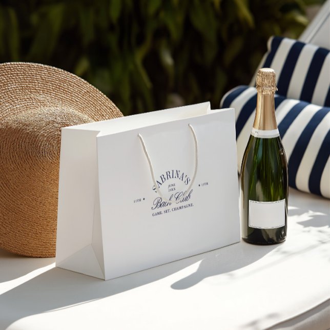 Elegant vit och marinblå möhippepresentpåse (Elegant Wite & Navy Blue Bachelorette Gift Bag)