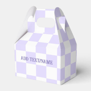 Elegant Vit och Pastel Lila Checkerboard Presentaskar