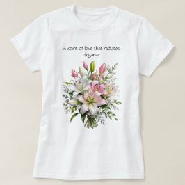 Elegant vit och rosa liljebukett blommig t-shirt