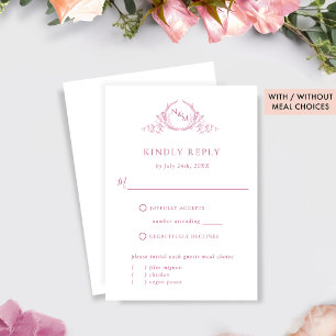 Elegant Vit och Rosa Monogram OSA Kort