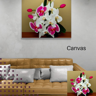 Elegant, vit och rosa orchids bouquet digital canvastryck