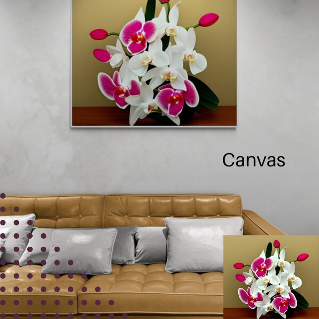 Elegant, vit och rosa orchids bouquet digital canvastryck (Skapare uppladdad)