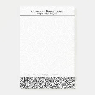 Elegant Vit och svart Blommigt Paisley Post-it Block