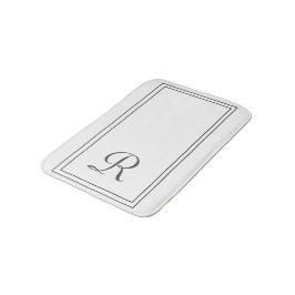 Elegant Vit och svart Rand Monogram Badrumsmatta