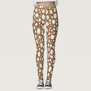 Elegant vit och tan prickig snygg leggings