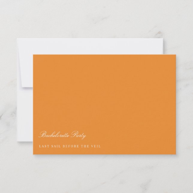 Elegant Vit & Orange Bachelorette-partikort Inbjudningar (Framsida)