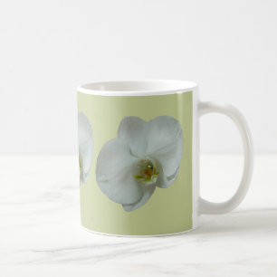 Elegant Vit Orchid Flower Botanical Kaffemugg