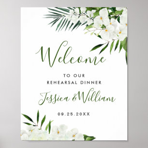 Elegant Vit Orchid REHEARSAL DINNER Välkomstskylt Poster