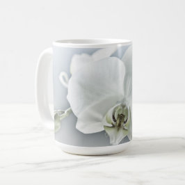 Elegant vit orkidé botanisk konst kaffemugg