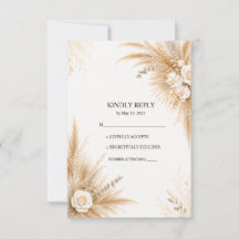 Elegant vit orkidé Pampas bröllops-svarskort