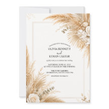 Elegant vit orkidé Pampas bröllopsinbjudan