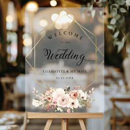 Elegant, vit, pastel, blomma, geometrisk Bröllop