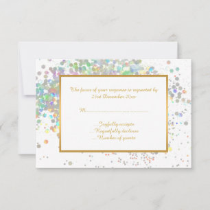 ELEGANT VIT PASTELL HOLOGRAFISK ANPASSAD RSVP OSA KORT