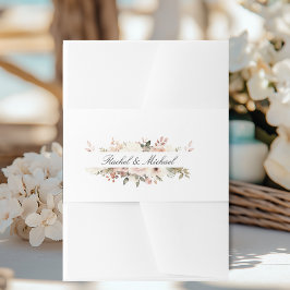 Elegant, vit, pastelliserad, blombukett band för inbjudningskort