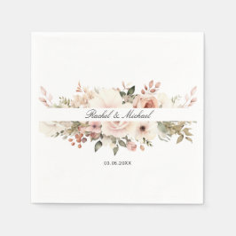 Elegant, vit, pastelliserad, blombukett pappersservett