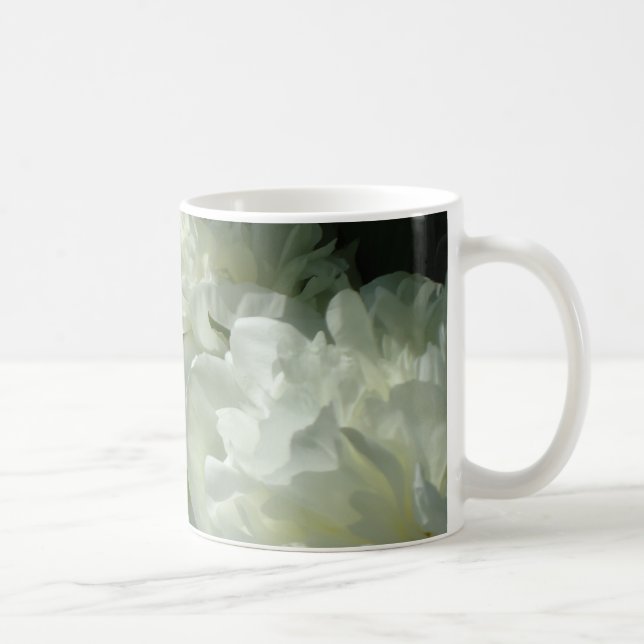 Elegant vit peony-blommigt, vit blomma kaffemugg (Höger)