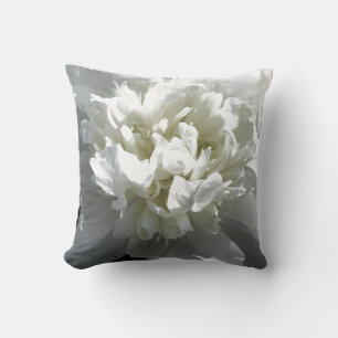 Elegant vit peony-blommigt, vit blomma kudde