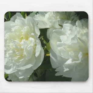 Elegant vit peony-blommigt, vit blomma musmatta