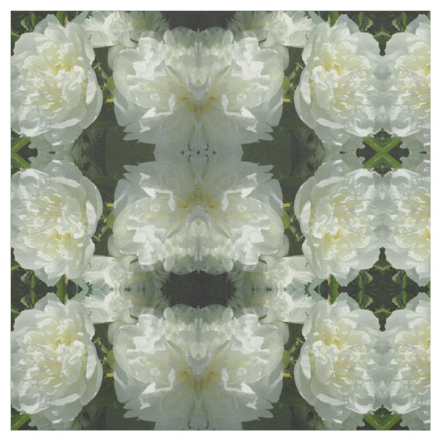 Elegant vit peony-blommigt, vit blomma tyg (Provkarta)