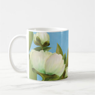 Elegant vit pionbukett kaffemugg