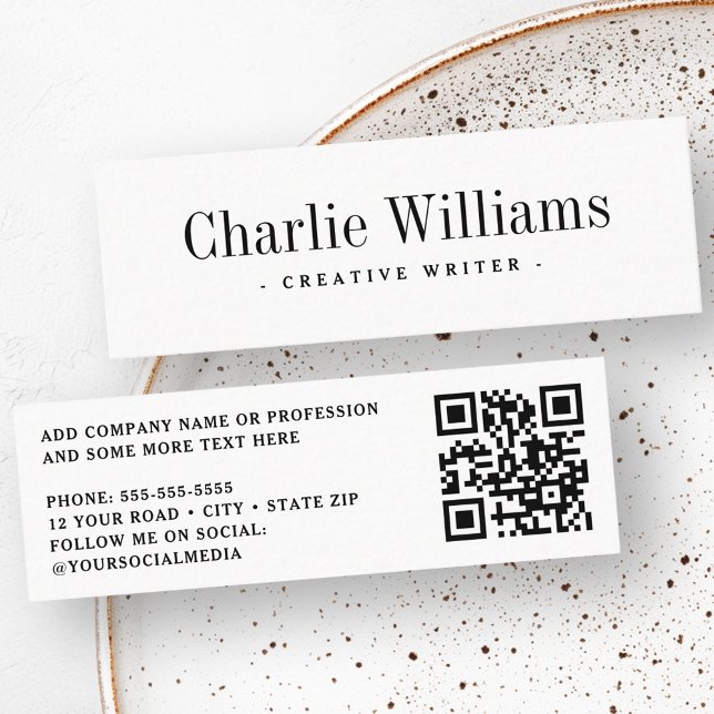 Elegant, vit professionell QR-kod Mini Visitkort (Elegant white professional QR code Mini Business Card)