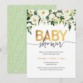 Elegant Vit ros Baby Shower-inbjudan Inbjudningar