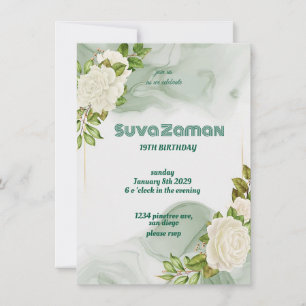 Elegant vit ros  Blommig 19-årsdag Spara Datumet