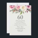 Elegant Vit ros Blommigt 60:e födelsedag Inbjudan<br><div class="desc">Elegant Vit ros Blommigt 60:e födelsedag Inbjudan vacker elegant - vattenfärgskonstruktion för blommigt Fully Anpassade / personlig</div>