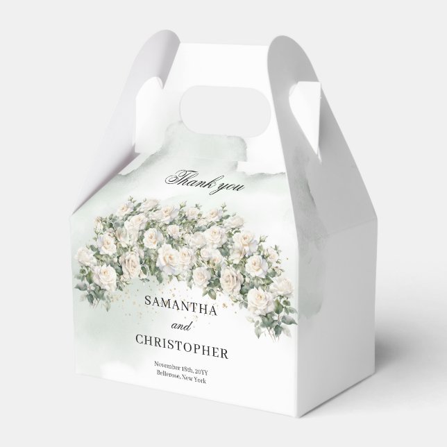 Elegant Vit ros Blommigt Garden greenery bröllop Presentaskar (Framsidan Sidan)