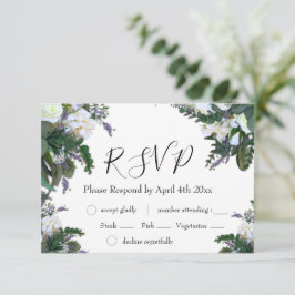 Elegant vit ros blommigt lavender Greenery OSA Kort