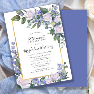 Elegant Vit ros Blue Blommigt Pension Party Inbjudningar