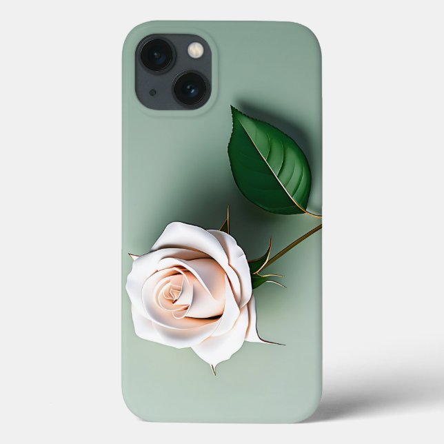 Elegant Vit ros Botaniskt (Baksida)