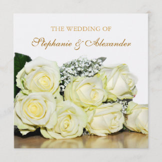 Elegant Vit ros bröllopsinbjudan Inbjudningar