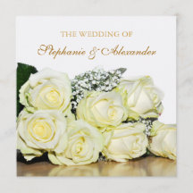 Elegant Vit ros bröllopsinbjudan