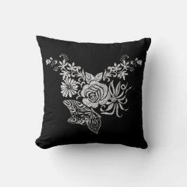 Elegant Vit ros Butterfly Blommigt Kudde