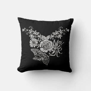 Elegant Vit ros Butterfly Blommigt Kudde