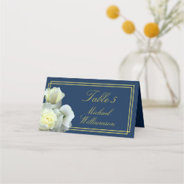 Elegant Vit ros Dubbla Ram vid  Guld Placeringskort