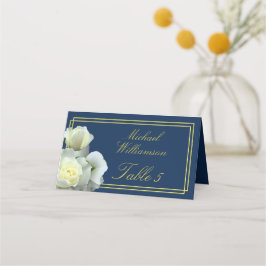 Elegant Vit ros Dubbla Ram vid  Guld Placeringskort