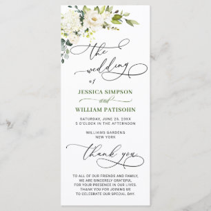 Elegant Vit ros Eucalyptus Bröllop Ceremony Pro Program